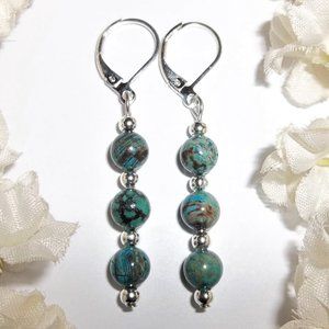 Turquoise Blue Southwestern Style Earring Set Beaded Dangle Drop Accessory D906